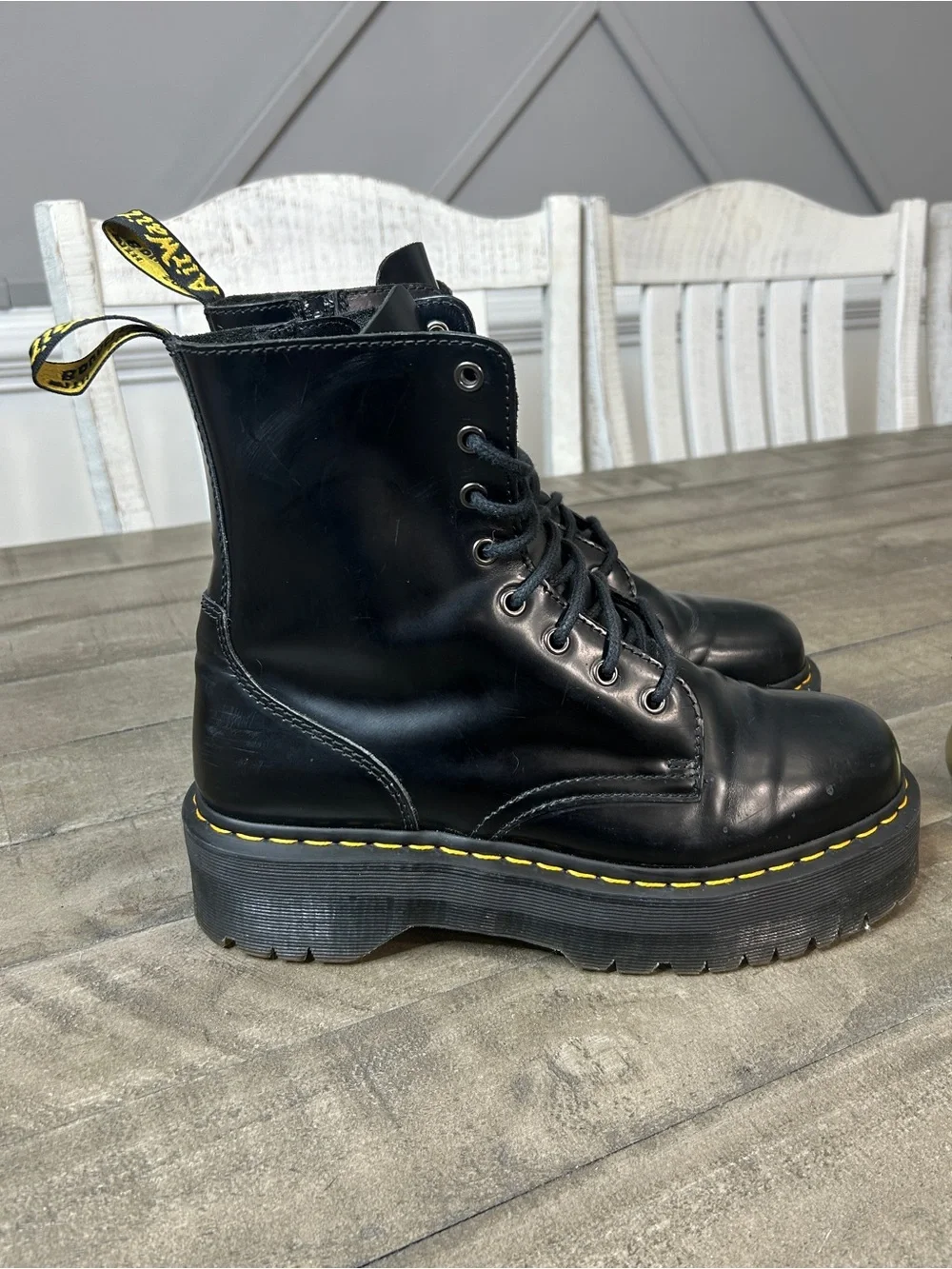 Dr. Martens Jadon Smooth Leather Combat Boots Black 8 Eye Men Size 10